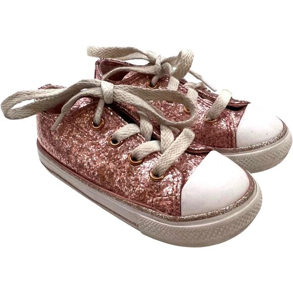 Converse baby shoes size 6 Pink Glitter Chuck Taylor All Stars sneakers trainer - Picture 1 of 6